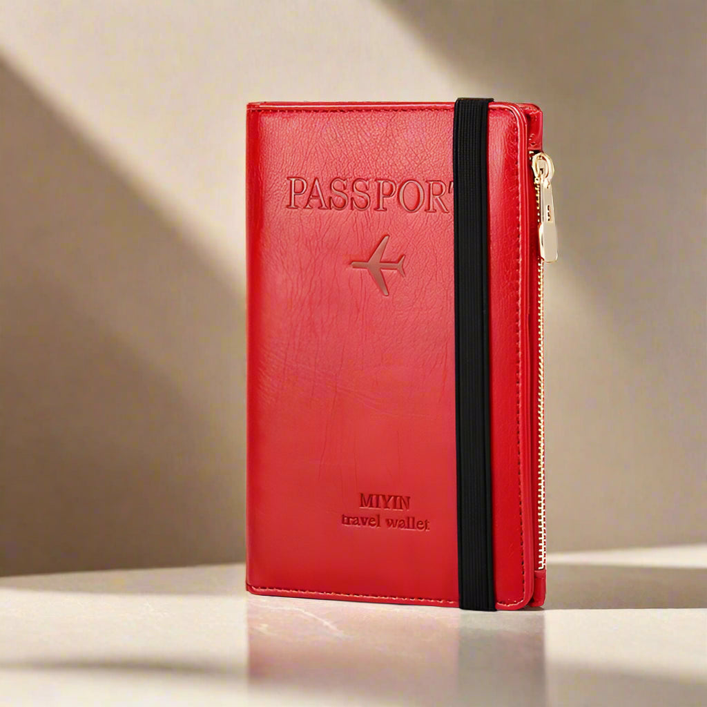 Multipurpose Travel Passport Case Wallet With RFID Blocking PU Leather Lightweight Design Multiple Card Slots Secure Zipper Closure Holds Passports Boarding Passes And Travel Essentials