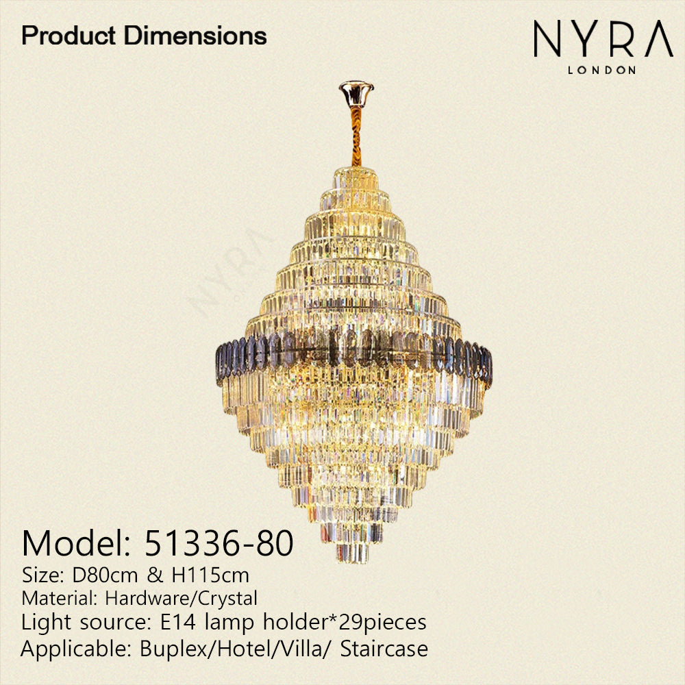 RoyaleGlow Anwar Crystal Chandelier Custom Size Luxury