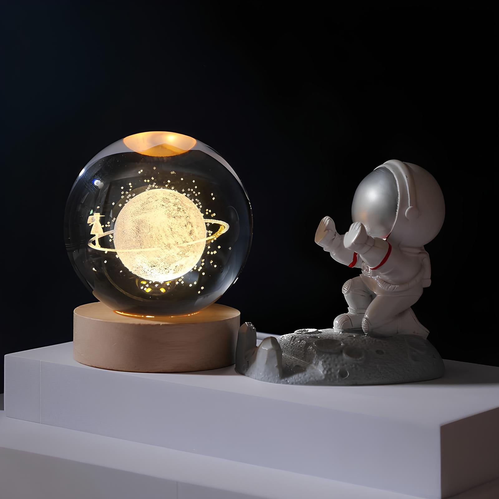 RoyaleGlow™ Celestial 3D Engraved LED Crystal Ball Night Light - Galactic
