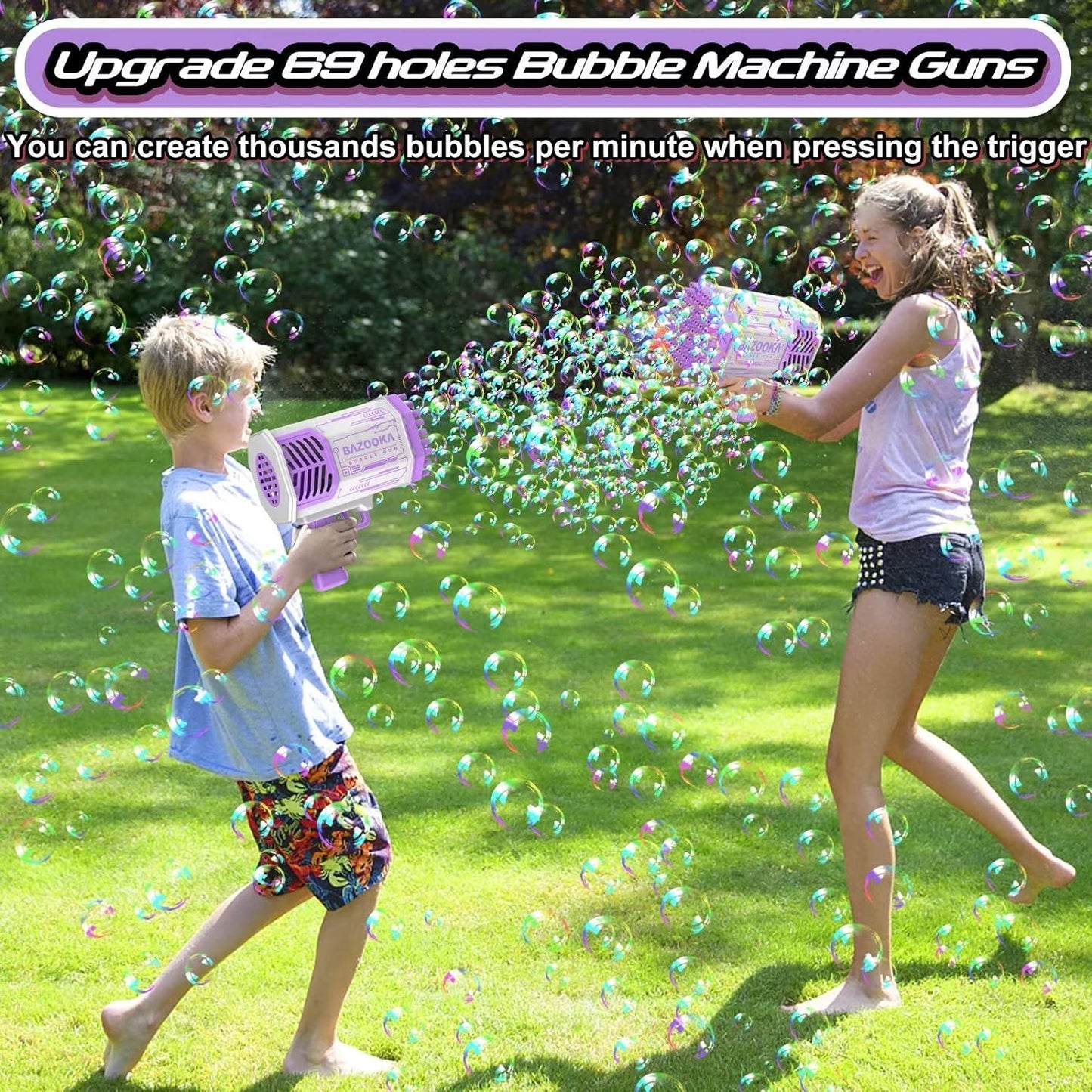RoyaleGlow Bubble Gun Blaster Toy with LED Lights