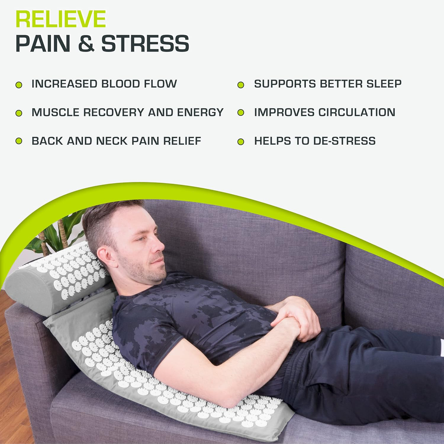 RoyaleGlow Acupuncture Mat with Neck Pillow for Pain Relief