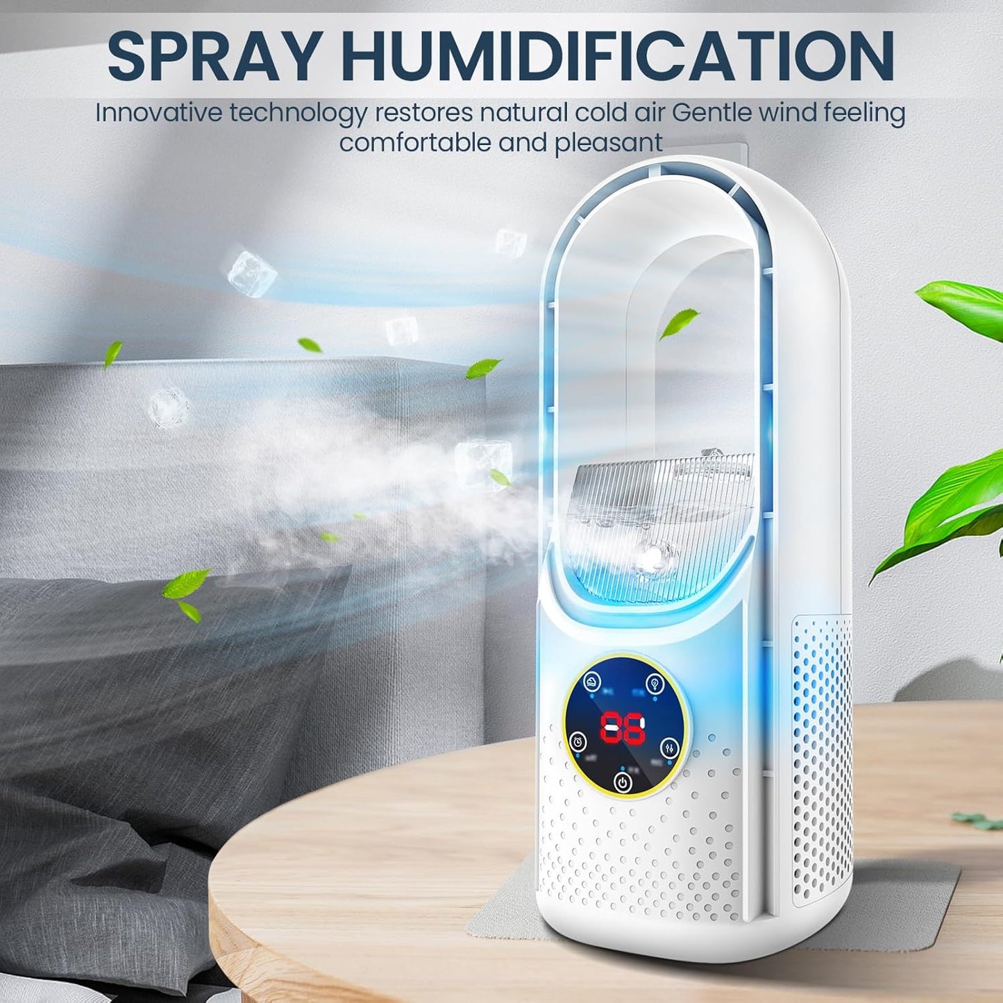 RoyallureBladeless Desktop Fan 6-Speed Portable Silent Cooling Fan for Office and Home