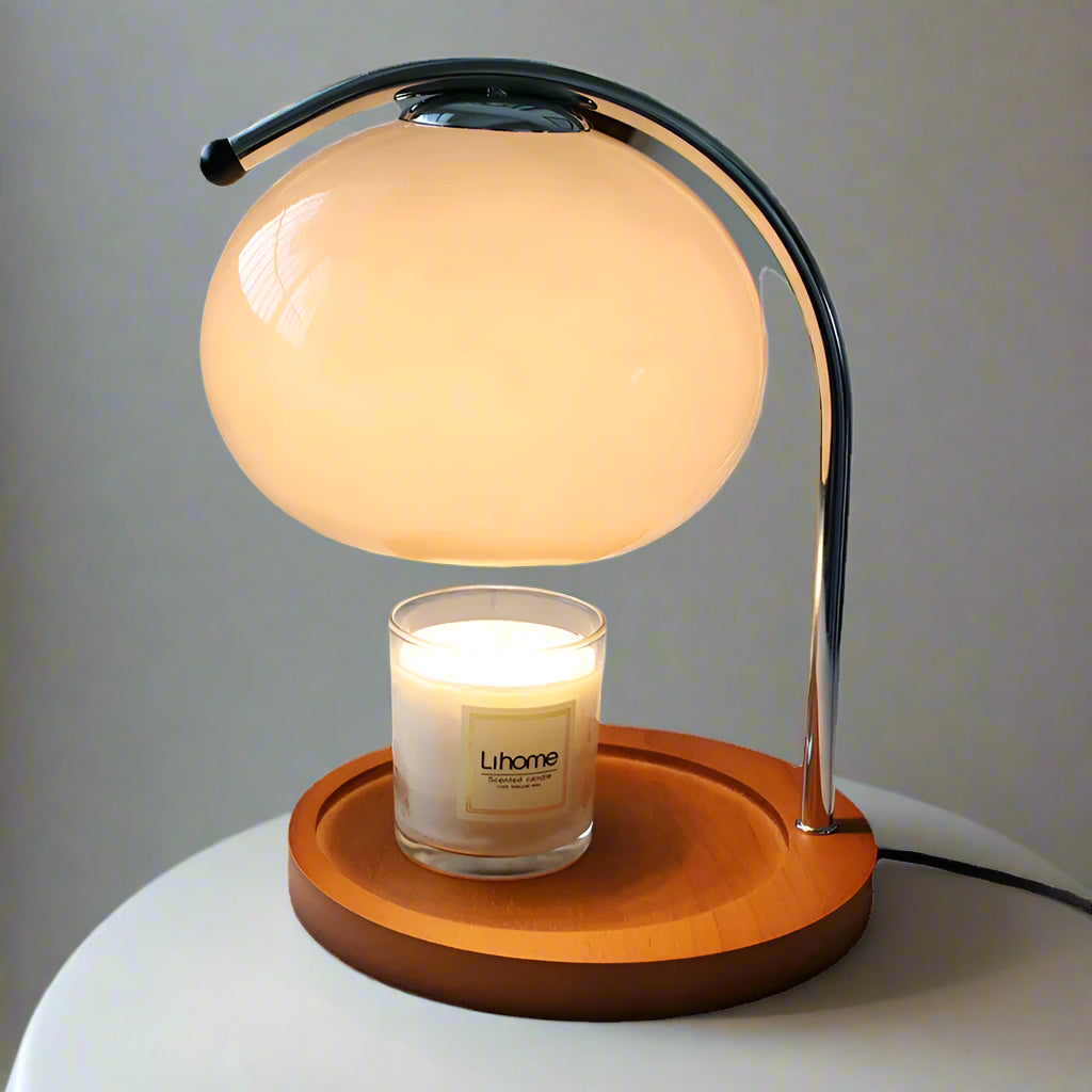 Retro Glass Candle Warmer Table Lamp - Aromatherapy Desk Lamp for Bedroom and Office - Red