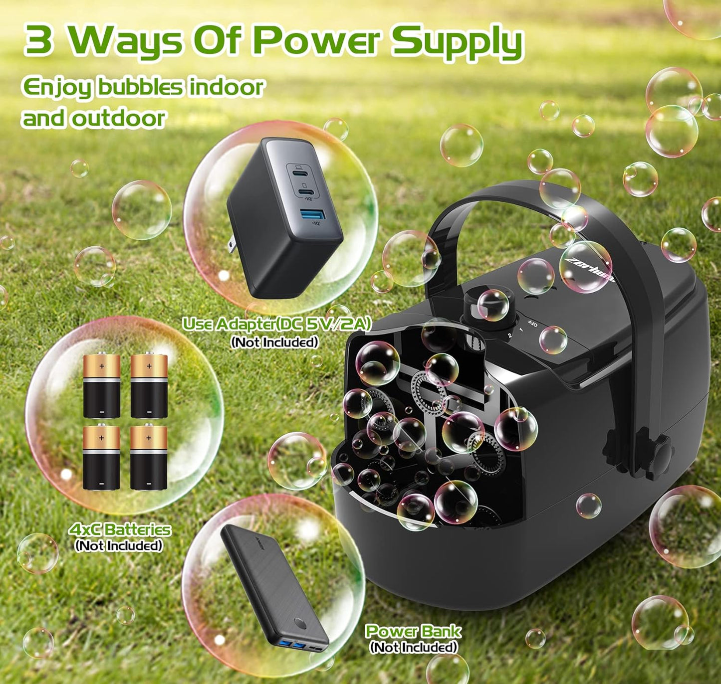 RoyaleGlow Bubble Machine Blower for Endless Fun