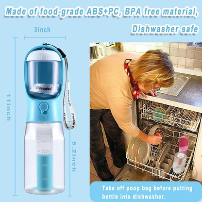 Luxora Dog Water Bottle With Food Container For Pets