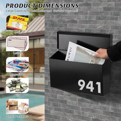 RoyaleGlow Large Capacity Wall-Mount Mailbox for Home