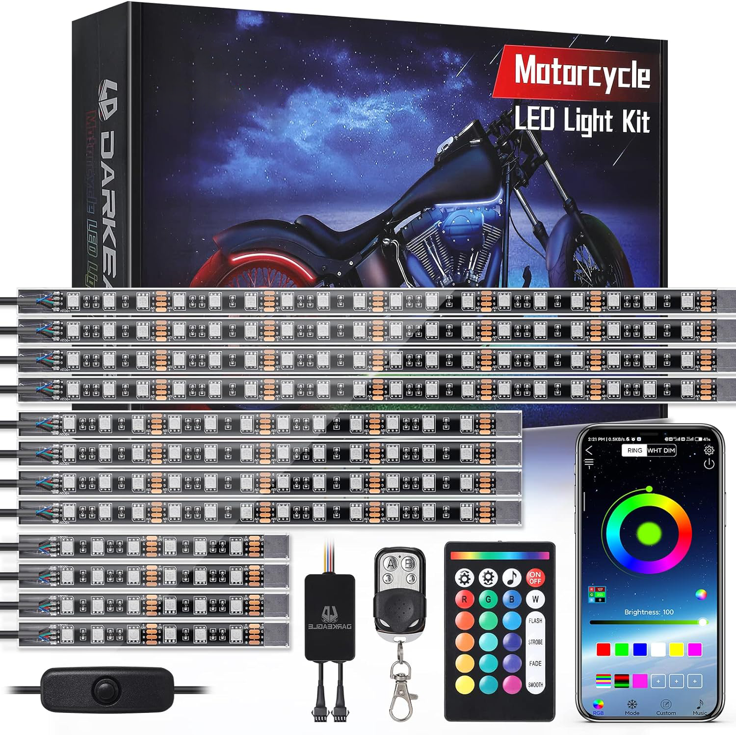 Luxora 12pcs Motorcycle Led Light Kit With Brake Light Turn Signal