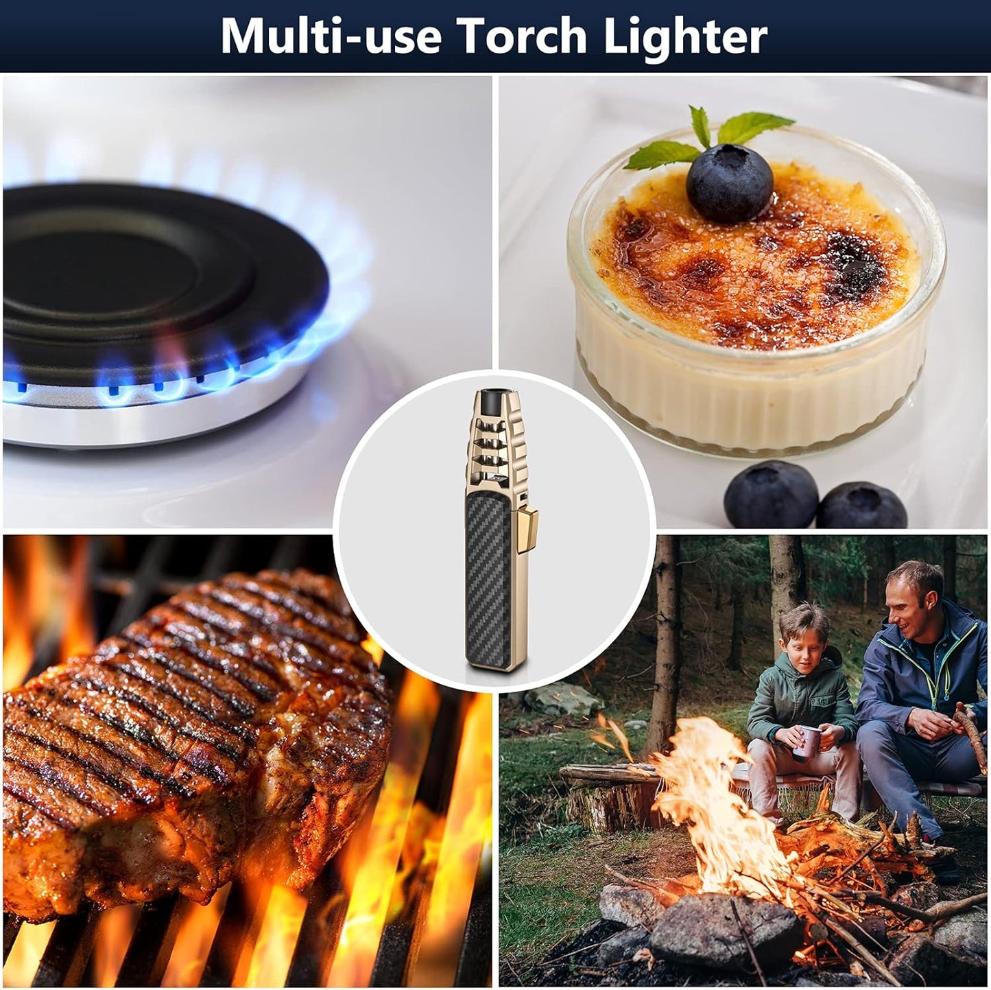 RoyaleGlow Windproof Torch Lighter with Adjustable Flame