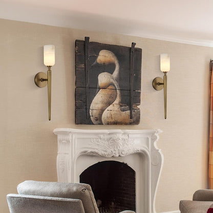 Royelux Natural Alabaster Wall Sconce - Modern Brass Lighting for Elegant Interiors