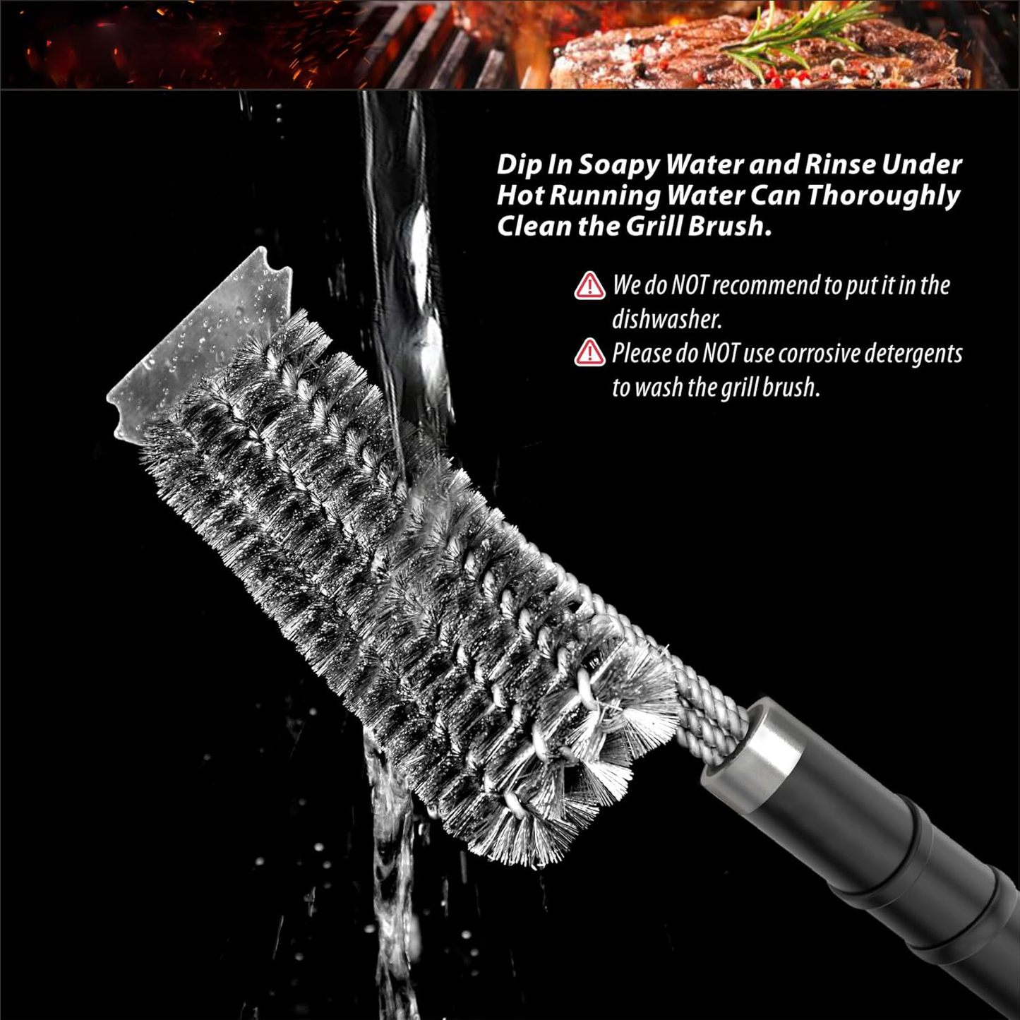 Royaleva 18-Inch Grill Brush with 360-Degree Bristle Design