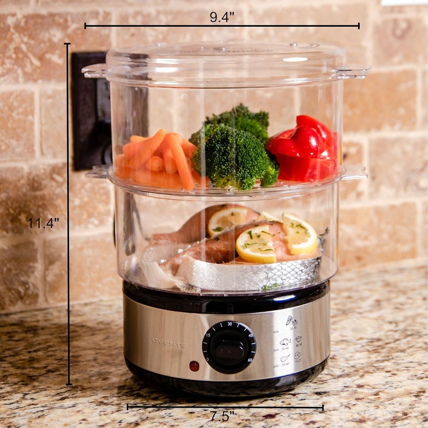 RoyaleGlow Electric Vegetable Steamer 13.7 Quart Capacity