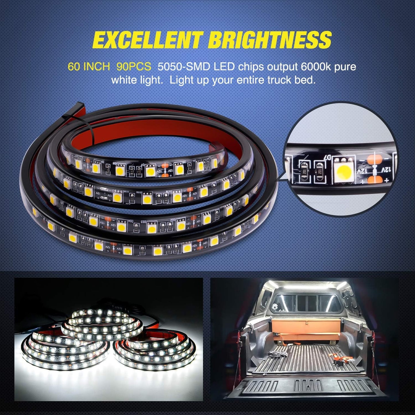 RoyaleGlow Cargo Pickup Truck Truck Bed Lights 60 Inch Strip