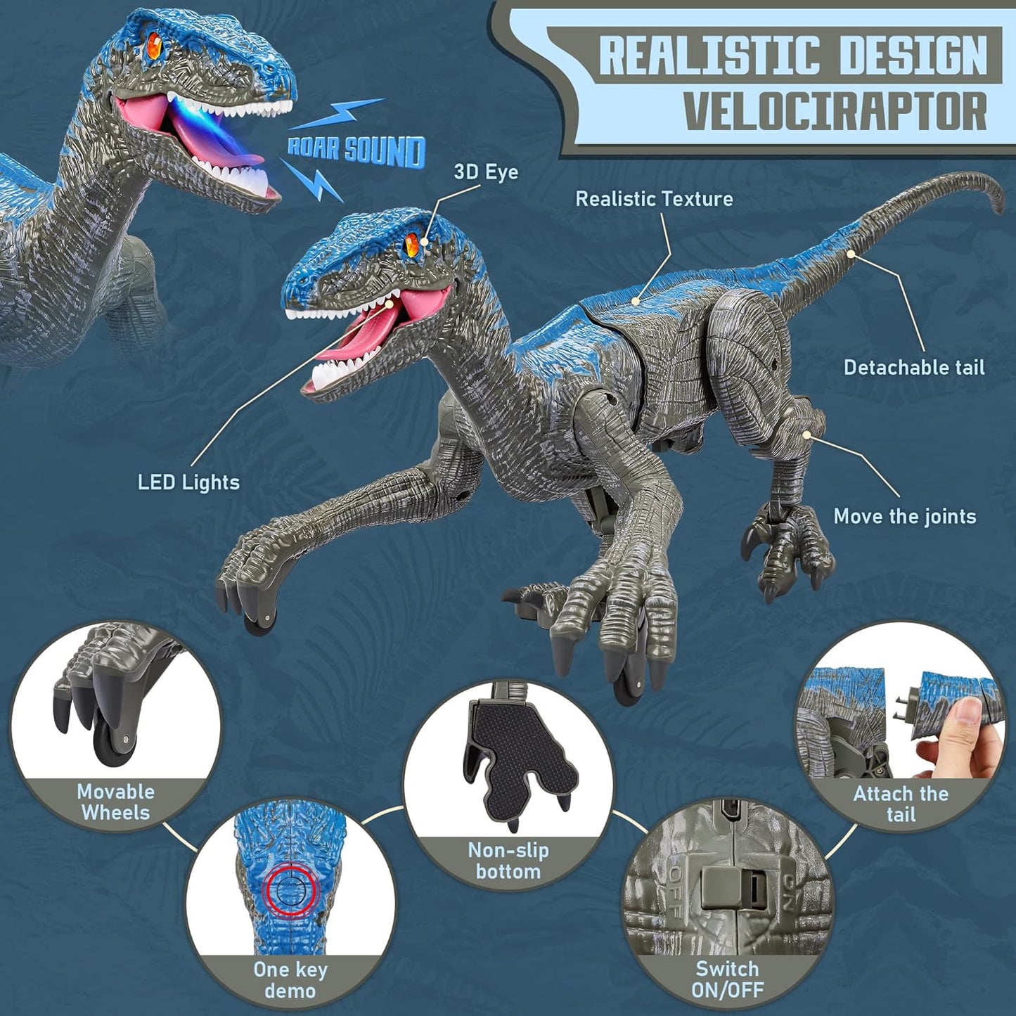 Royaleva Remote Control Dinosaur Raptor X for Kids