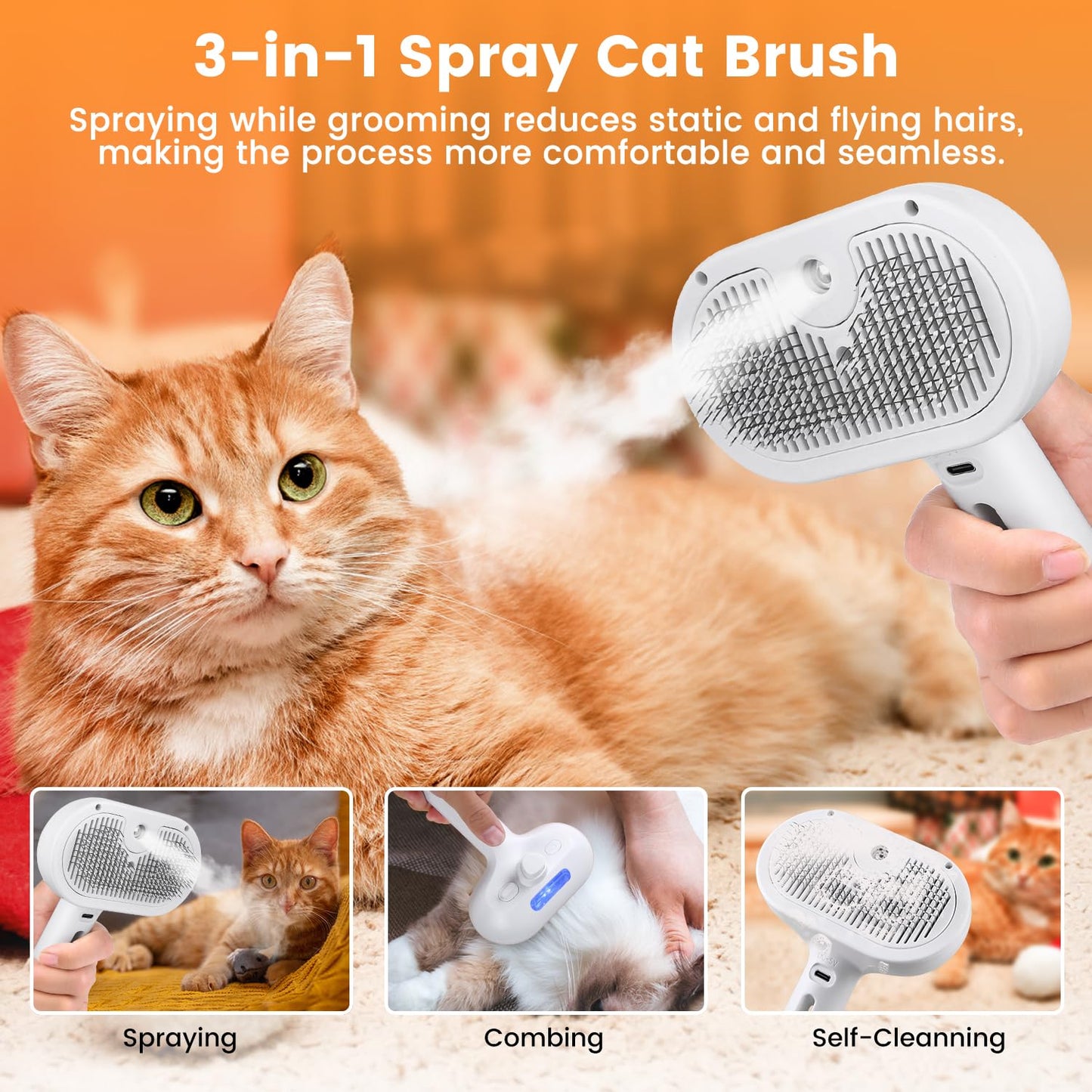 Royaleva Cat And Dog Steam Brush for Easy Grooming