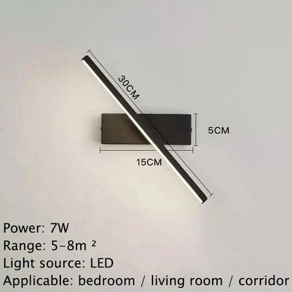 Rotatable LED Wall Light - Modern Lamp for Bedroom & Living Room - Black / 3 Colors
