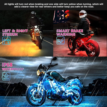 Luxora 12pcs Motorcycle Led Light Kit With Brake Light Turn Signal