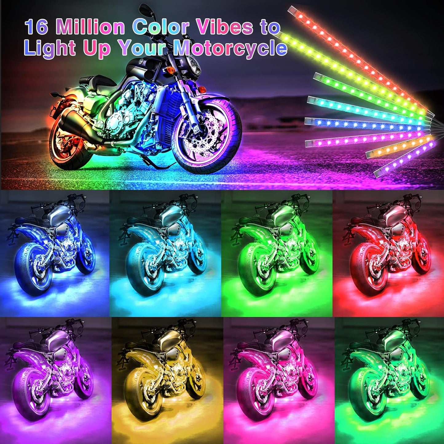 Luxora 12pcs Motorcycle Led Light Kit With Brake Light Turn Signal