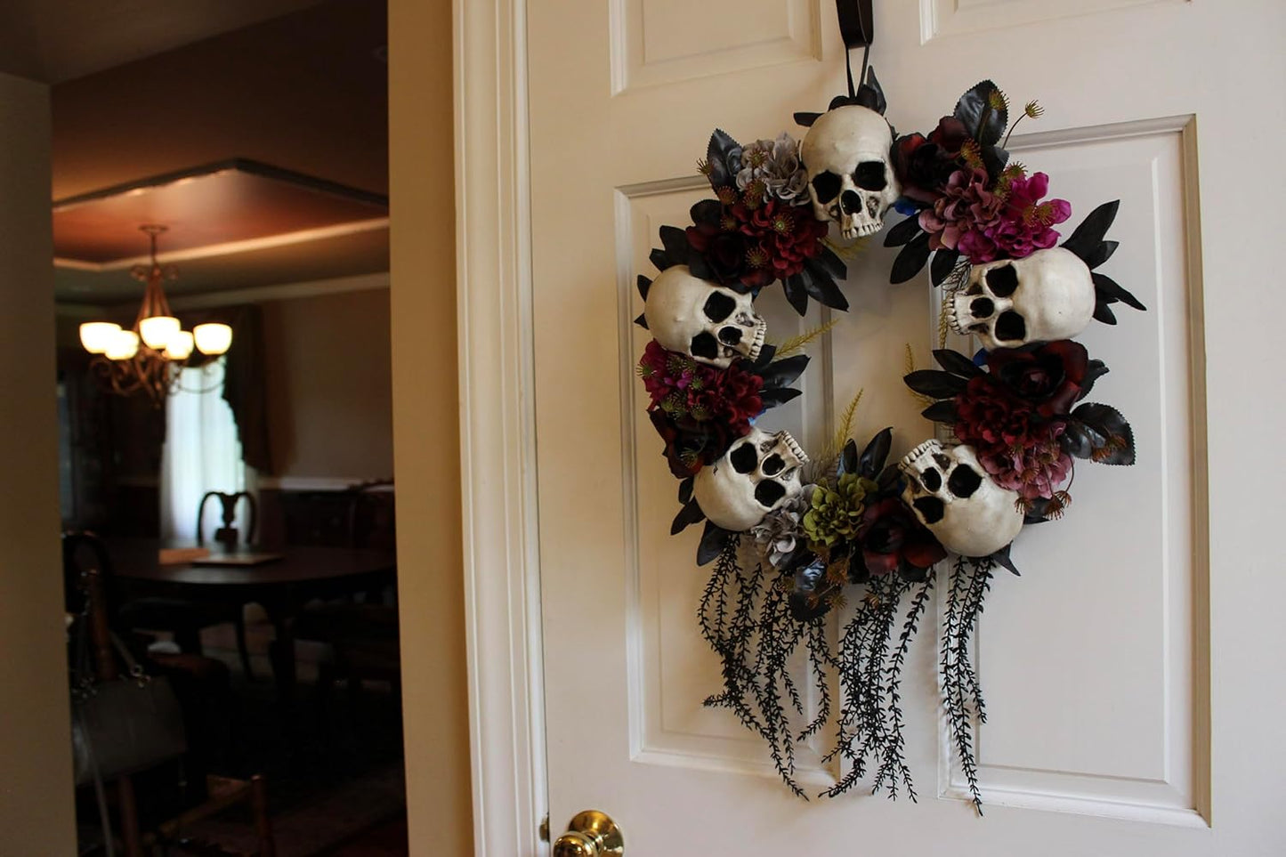 Royallure Halloween Multi-Color Wreath with Skulls and Eyeball Accents 24 Inch Decor