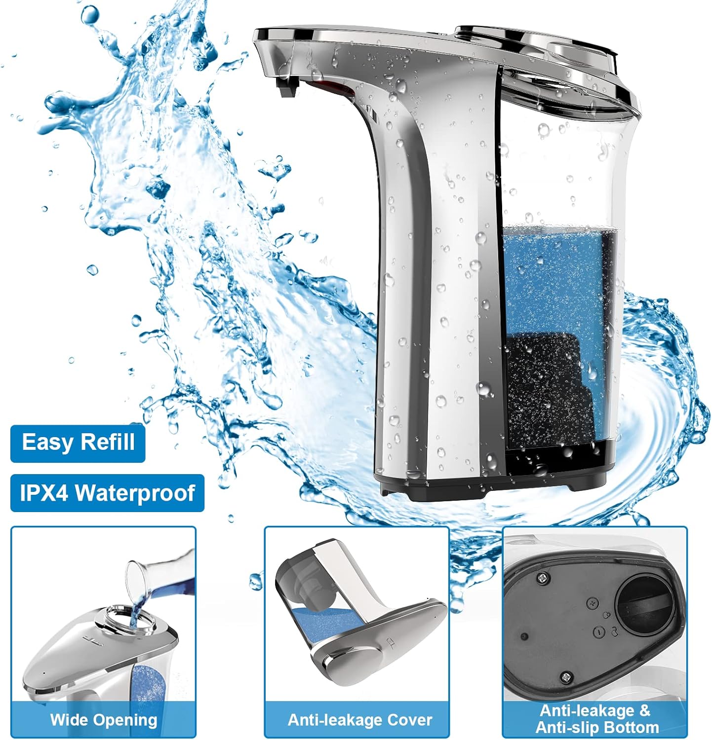 RoyaleGlow Automatic Touchless Dish Soap Dispenser For Kitchen And Bathroom