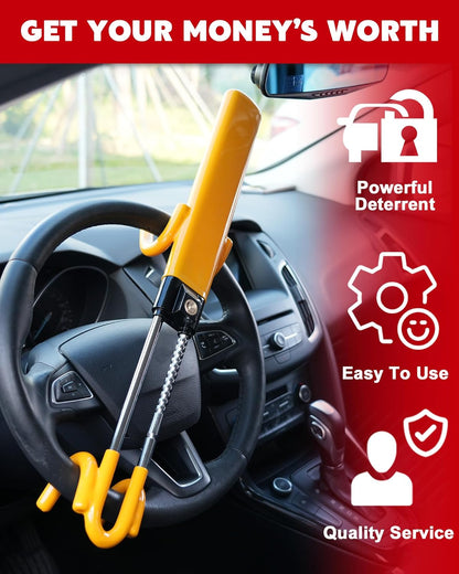 RoyaleGlow Car Steering Wheel Lock - High Visibility Security