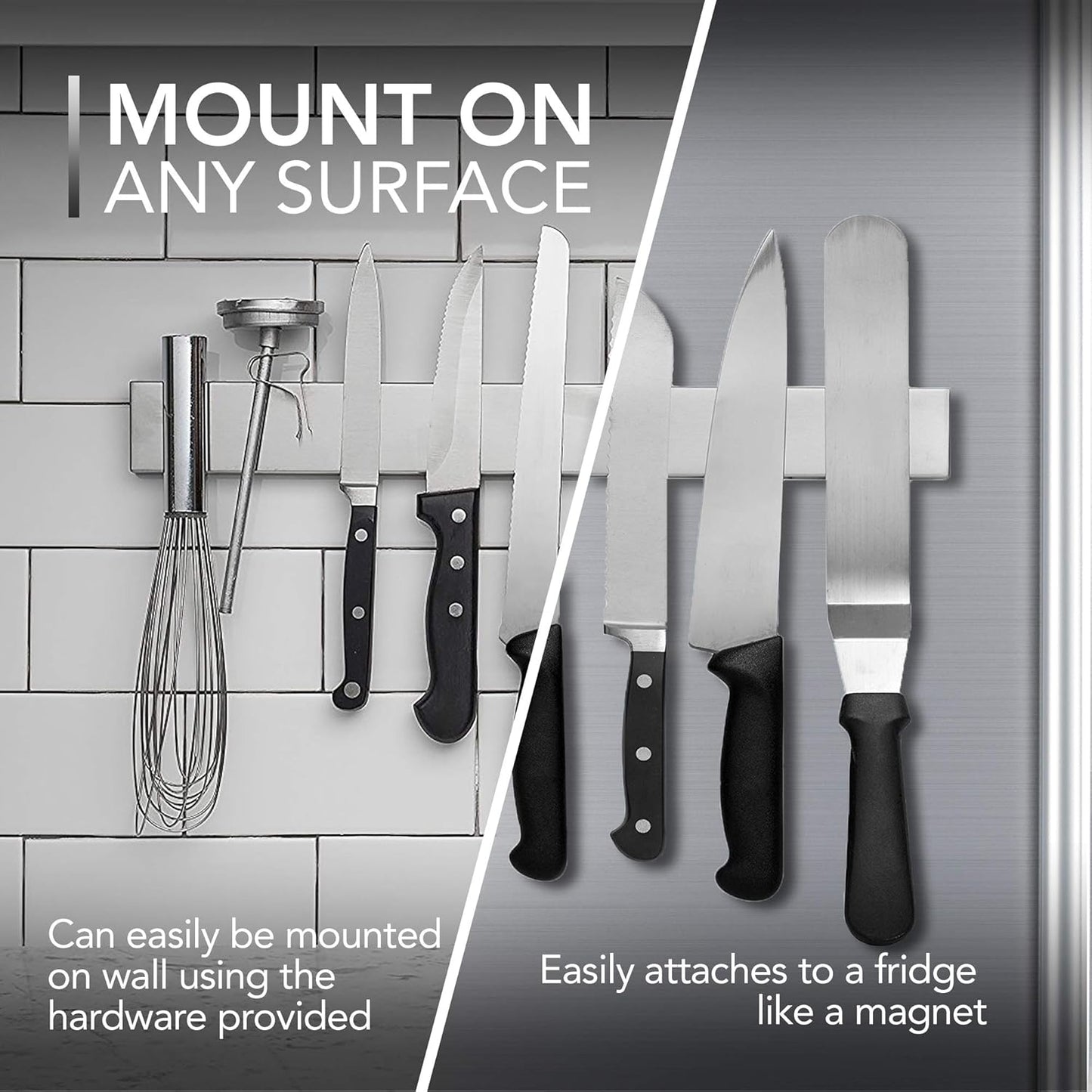 Luxora 14 Inch Magnetic Knife And Tools Holder Silver