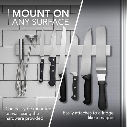 Luxora 14 Inch Magnetic Knife And Tools Holder Silver