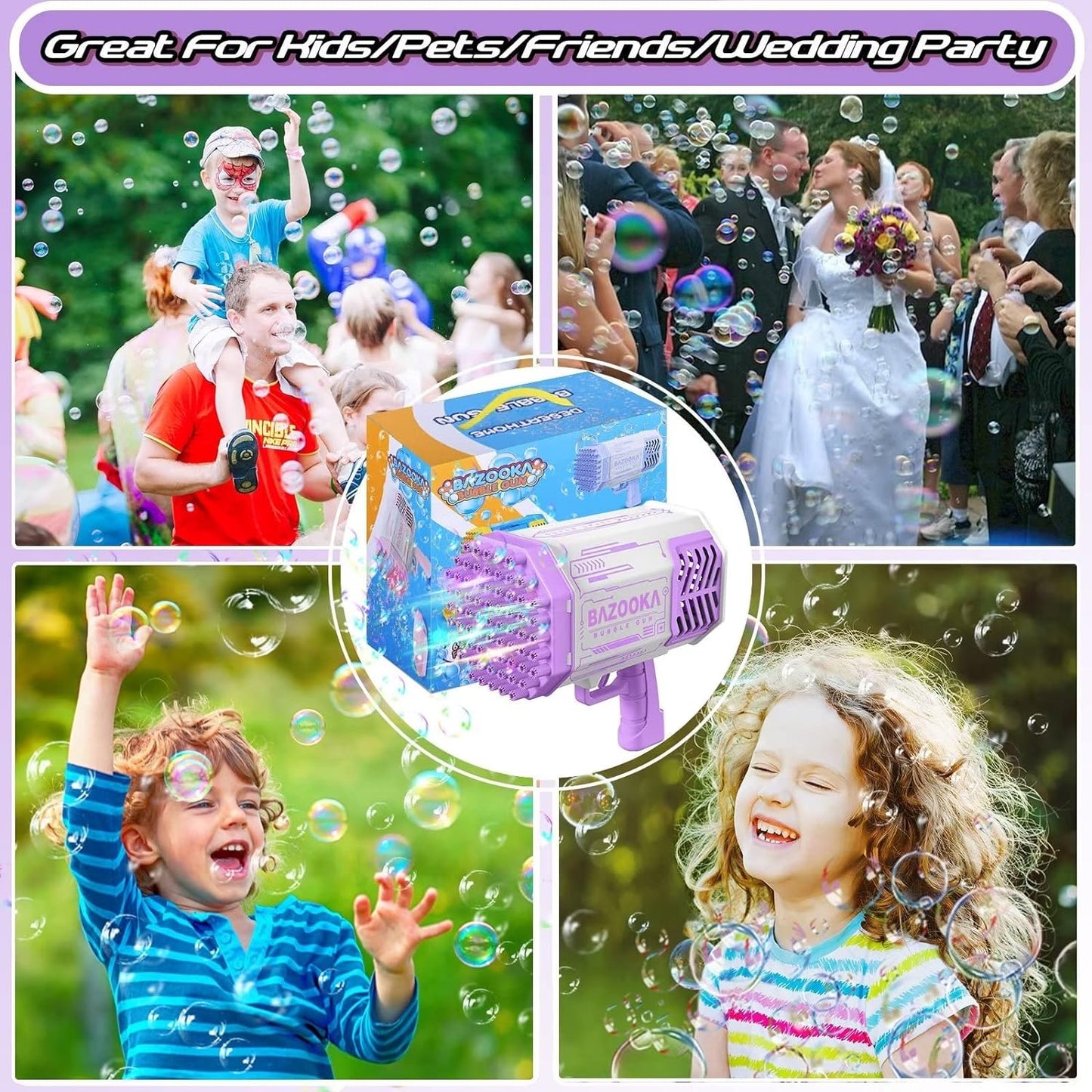 RoyaleGlow Bubble Gun Blaster Toy with LED Lights