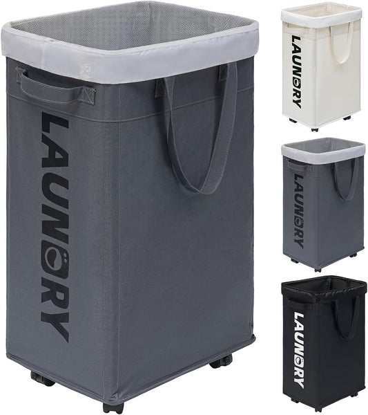 RoyaleGlow 75L Collapsible Large Laundry Basket with Wheels