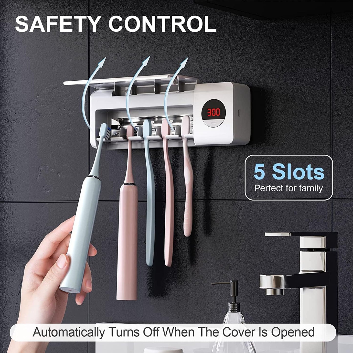 Luxora Antibacterial Toothbrush Sanitizer Holder UV Light
