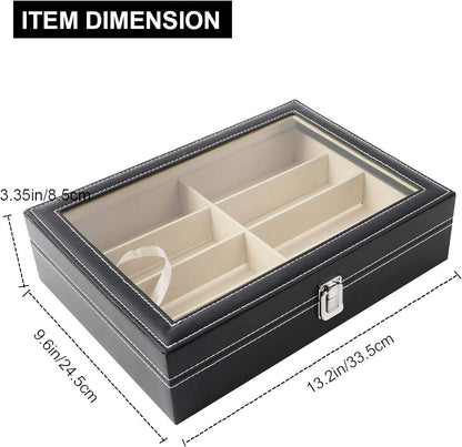 Luxora Sunglass Organizer Storage - 8 Slot Leather Case