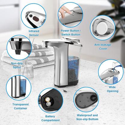 RoyaleGlow Automatic Touchless Dish Soap Dispenser For Kitchen And Bathroom