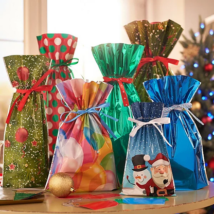 Royaleva Drawstring Christmas Gift Bags 15 Sets Easy Wrap