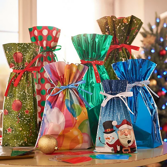 Royaleva Drawstring Christmas Gift Bags 15 Sets Easy Wrap
