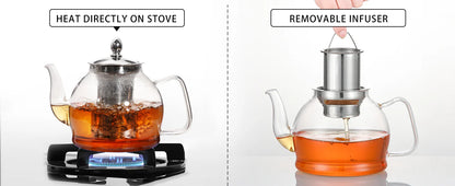 Luxora Blooming And Loose Leaf 1000ml Glass Teapot With Removable Infuser