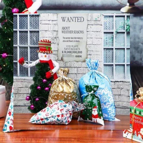 Royaleva Drawstring Christmas Gift Bags 15 Sets Easy Wrap