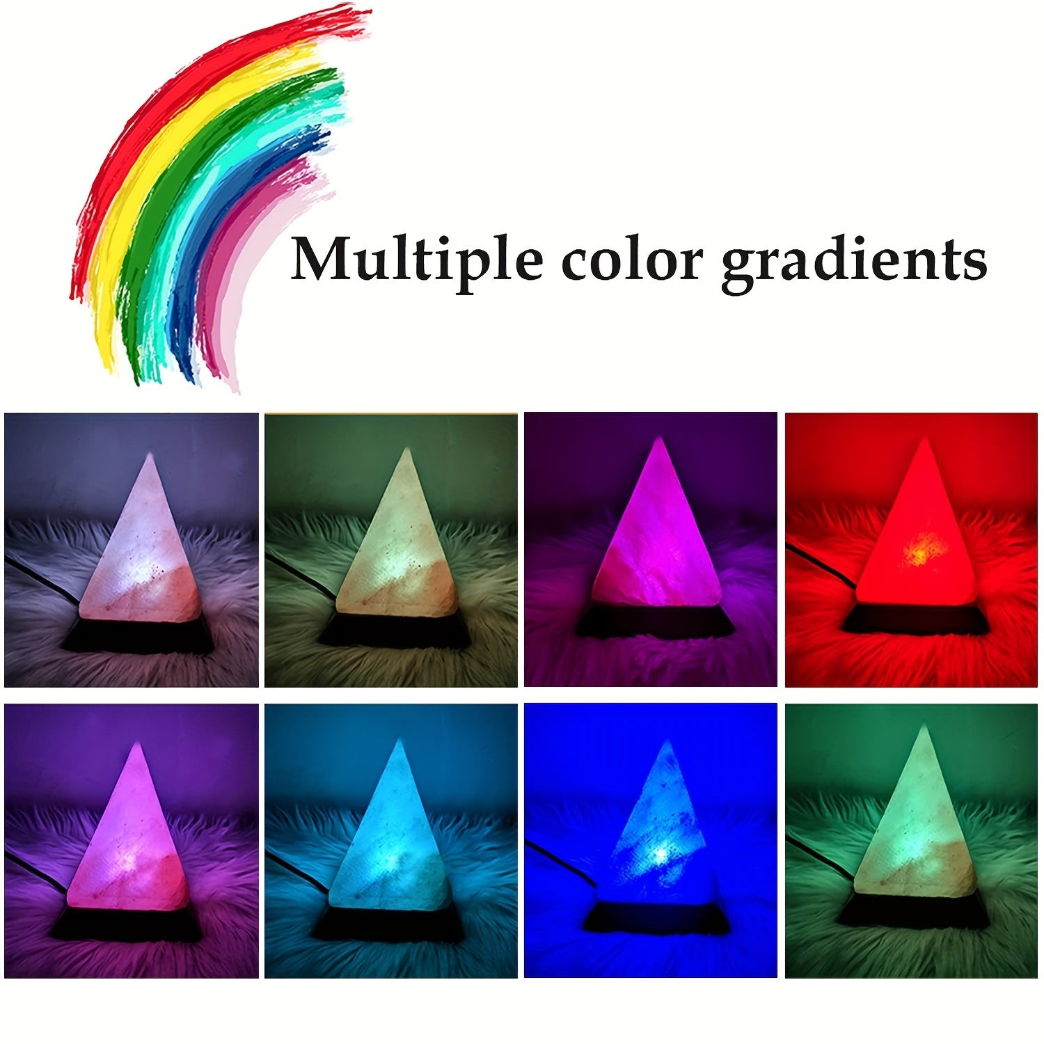 Salt Lamp - Hand-Carved Himalayan Salt Lamp with 8-Color Changing LED, USB Powered - Default Title