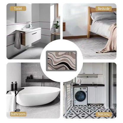 Royallure Geometric Diatomite Bath Mat – Quick-Dry, Non-Slip, Rubbery Backing Modern Design