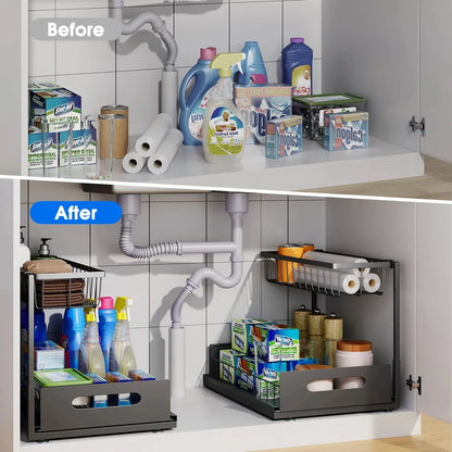 Luxora 2 Tier Slide Out Under Sink Organizer for Kitchen