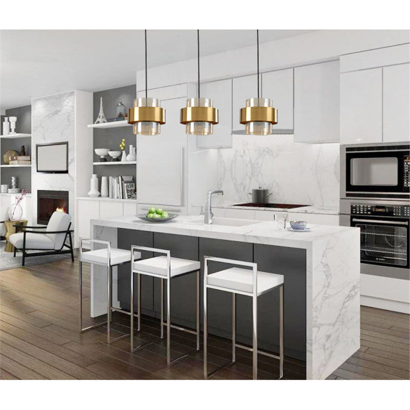 LuxRoyale Modern Gold & Glass Pendant Light for Dining Room or Kitchen Island