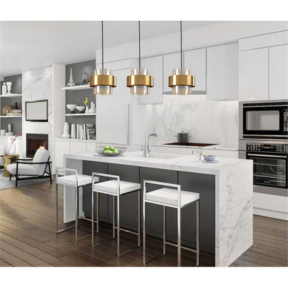 LuxRoyale Modern Gold & Glass Pendant Light for Dining Room or Kitchen Island