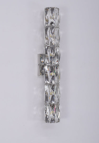 RoyaleGlow Dimmable LED Crystal Wall Sconce - Modern Cylindrical Up-Down Lighting