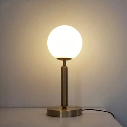 Royelux Modern Brass Table Lamp with Frosted Glass Globe for Bedroom & Office