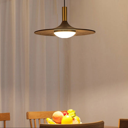 Lumora Elegant Wood & Brass Disc Pendant Light for Dining