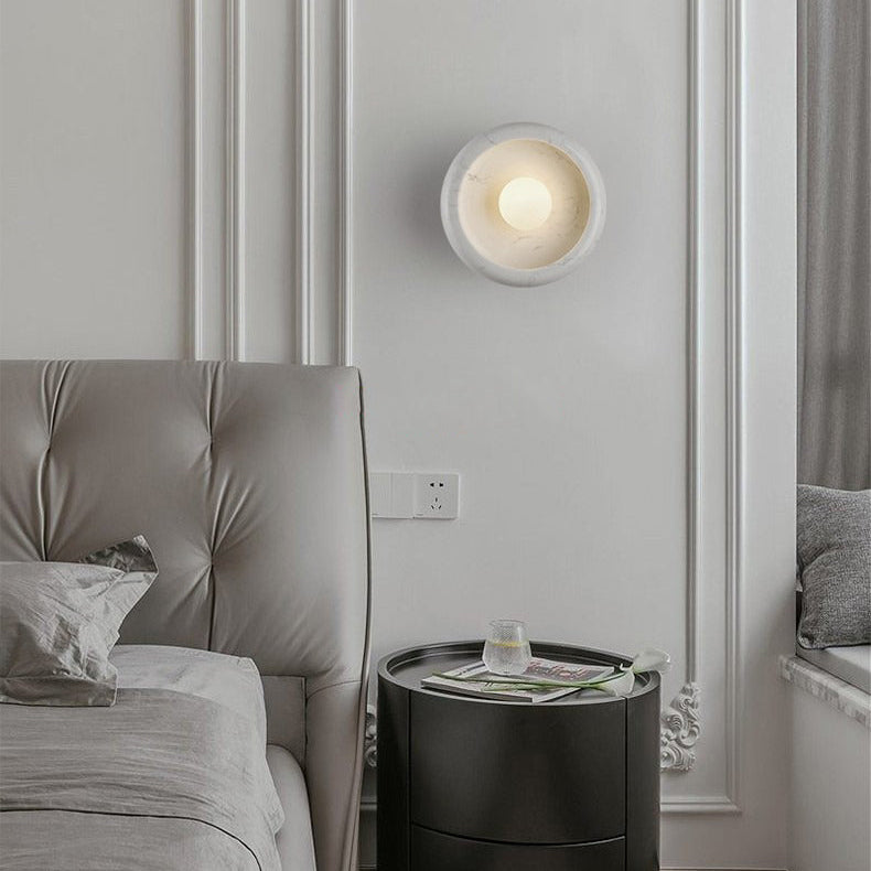 RoyaleGlow Eclipse Natural Alabaster Wall Sconce - Modern LED Lighting