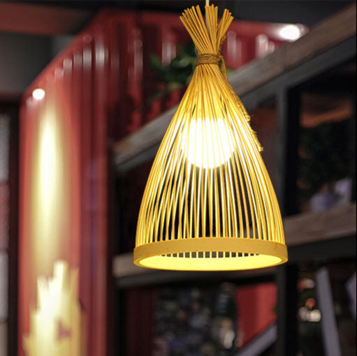 Royelux Artisan Tapered Bamboo Pendant Light for Organic Decor