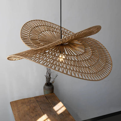 LuxRoyale Handwoven Rattan Pendant Light-Organic Petal Design Ceiling Lamp