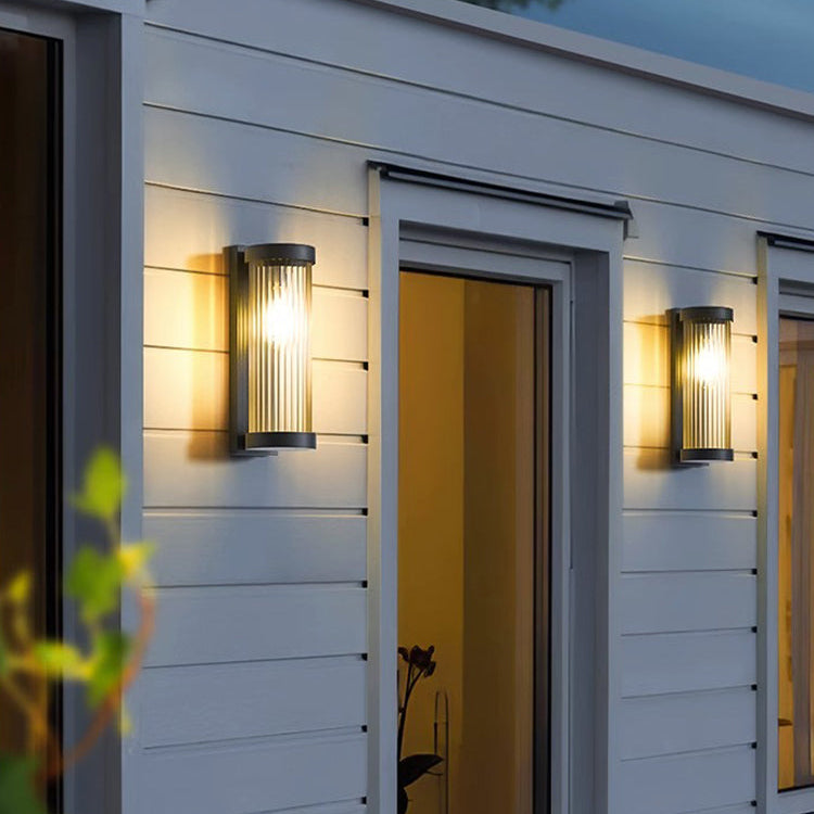 Royelux Solar Outdoor Vintage Ribbed IP65 Wall Sconce Light Fixture