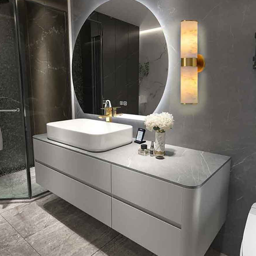 RoyaleGlow Modern Brass & Alabaster Wall Sconce - Elegant Up/Down Lighting