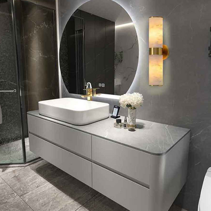 RoyaleGlow Modern Brass & Alabaster Wall Sconce - Elegant Up/Down Lighting