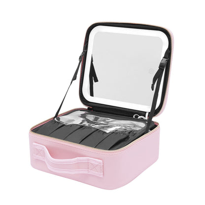 RoyaleGlow LED Makeup BAG with Mirror and Brush Compartment